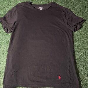 Ralph Lauren Black Tee with Red Emblem